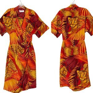 Silk Leopard Print Wrap Dress by Linda Allard for Ellen Tracy Women’s Size 10